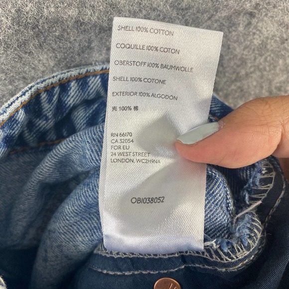 Free People Jeans 24 Blue Acid Denim Dakota Straight Leg High Rise Distressed - Picture 13 of 15